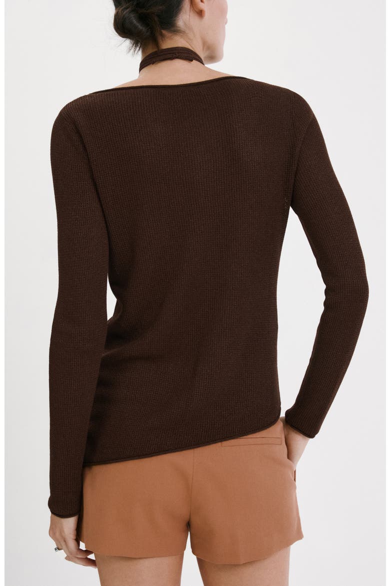 Asymmetric Rib Sweater, Alternate, color, CHOCOLATE
