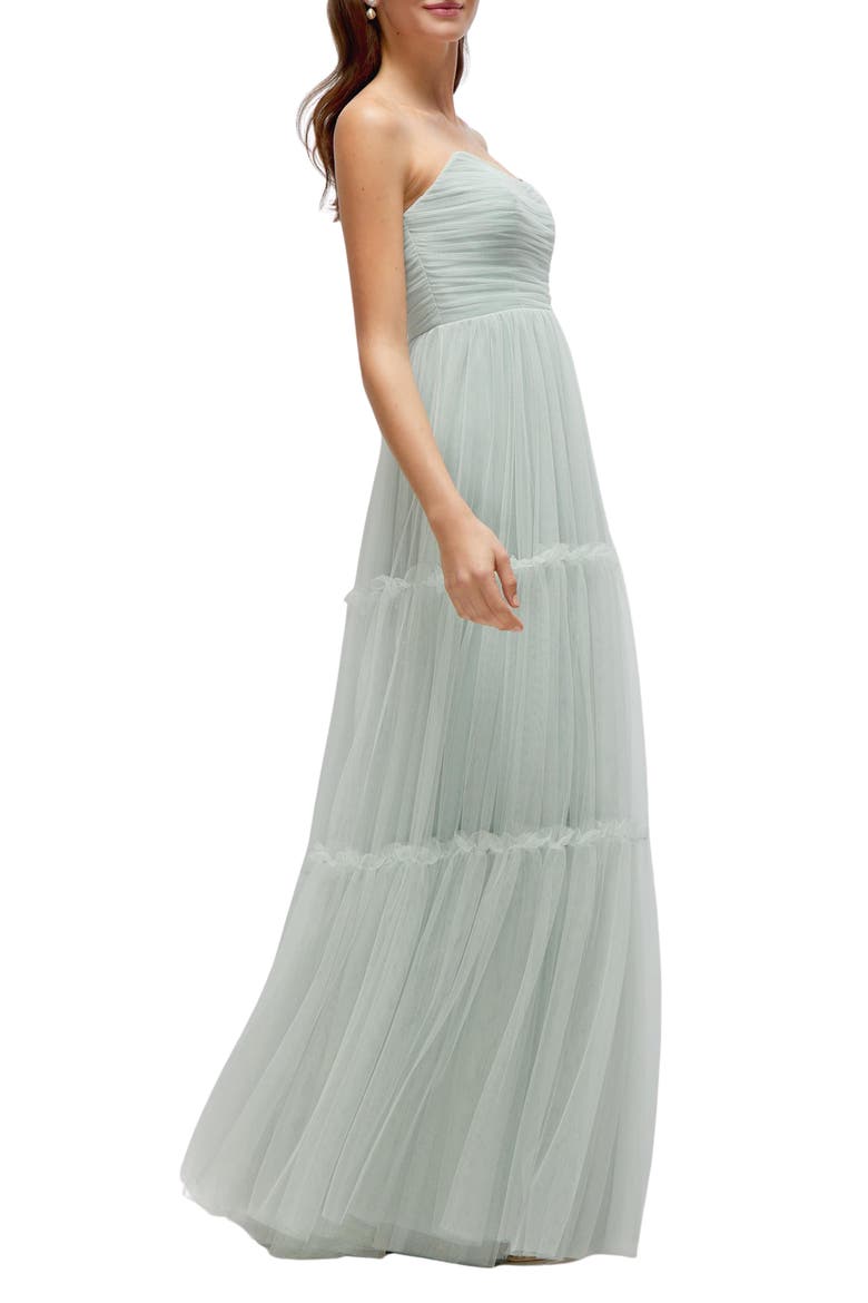 Strapless Tiered Tulle Gown, Alternate, color, WILLOW