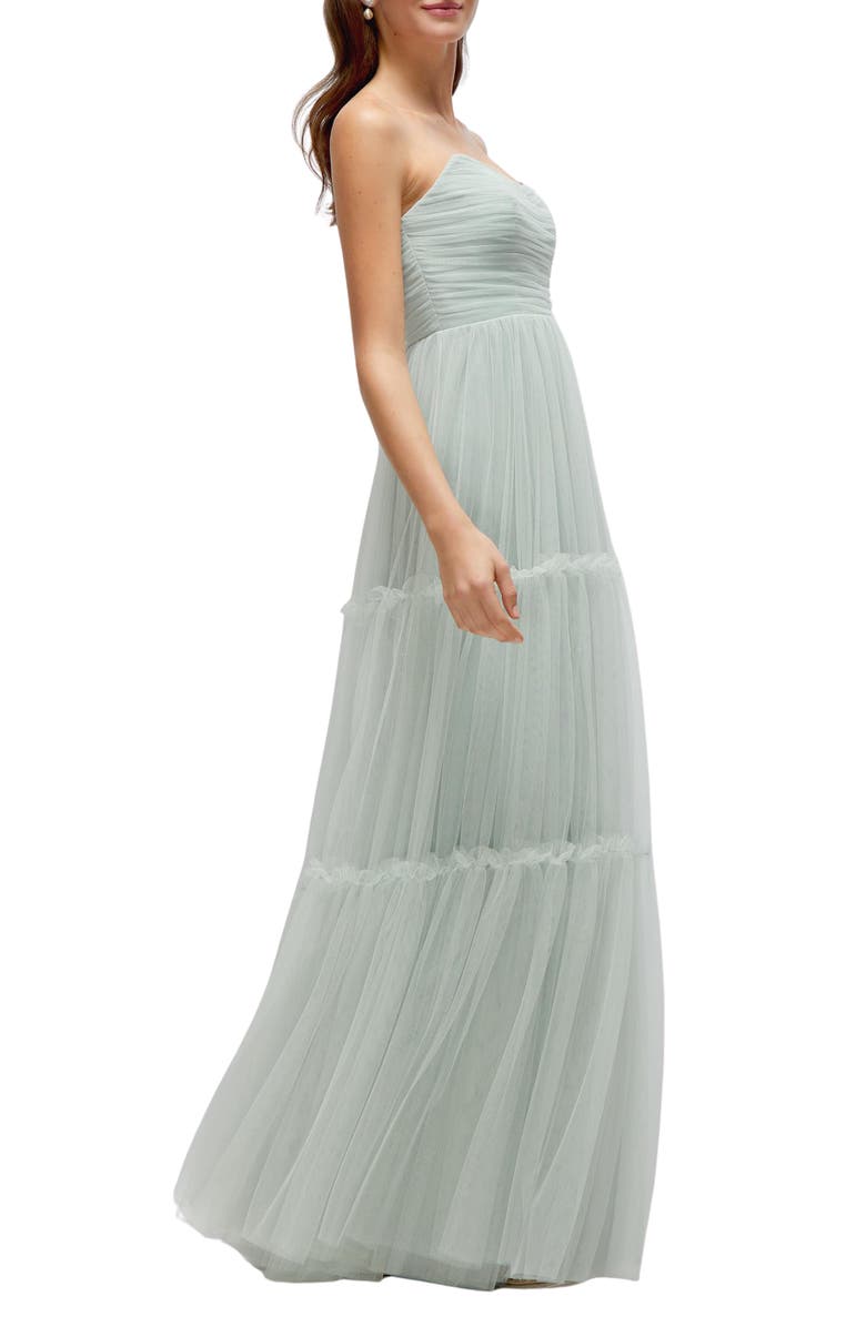Dessy Collection Strapless Tiered Tulle Gown, Alternate, color, Willow