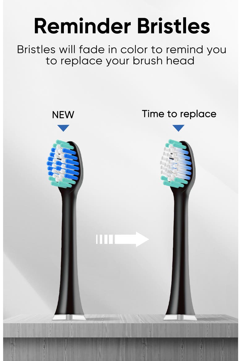 Rechargeable Sonic Electric Toothbrush for Adults, 6 Brush Heads, 5 Modes, Alternate, color, Black