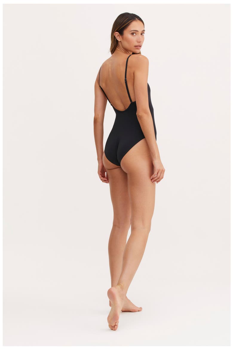 Luna Square Neck & Scooped Back One Piece, Alternate, color, Black