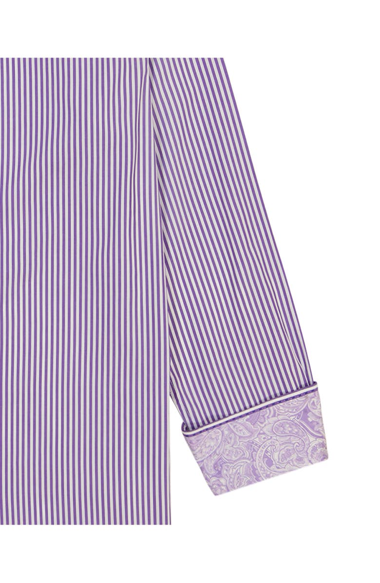 Robert Graham Greenwich Stripe Stretch Button-Up Shirt, Alternate, color, Purple