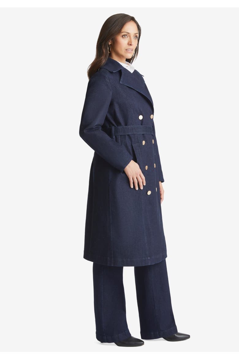 Refined Denim Trench Coat, Alternate, color, INDIGO