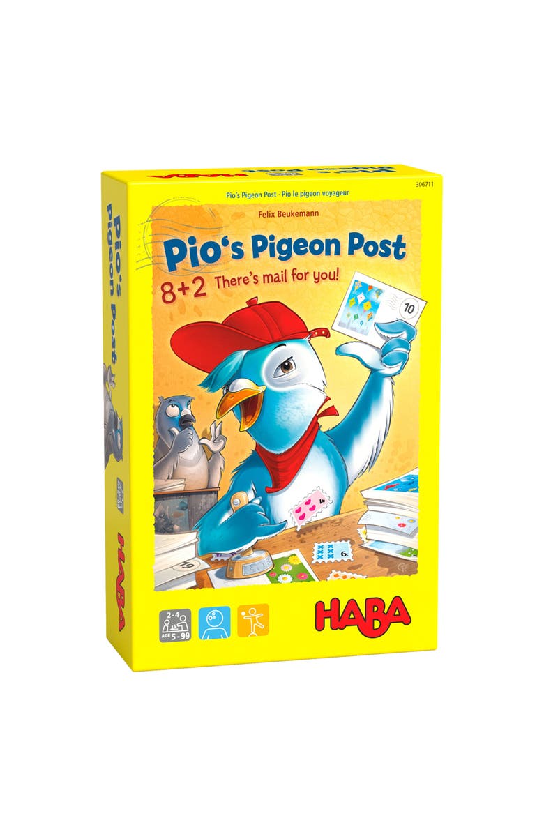 HABA Pio's Pigeon Post Board Game for Kids 5 & Up, A Fun Arithmetic Family Game and Stem Toy with Postcards and Mail, Main, color,