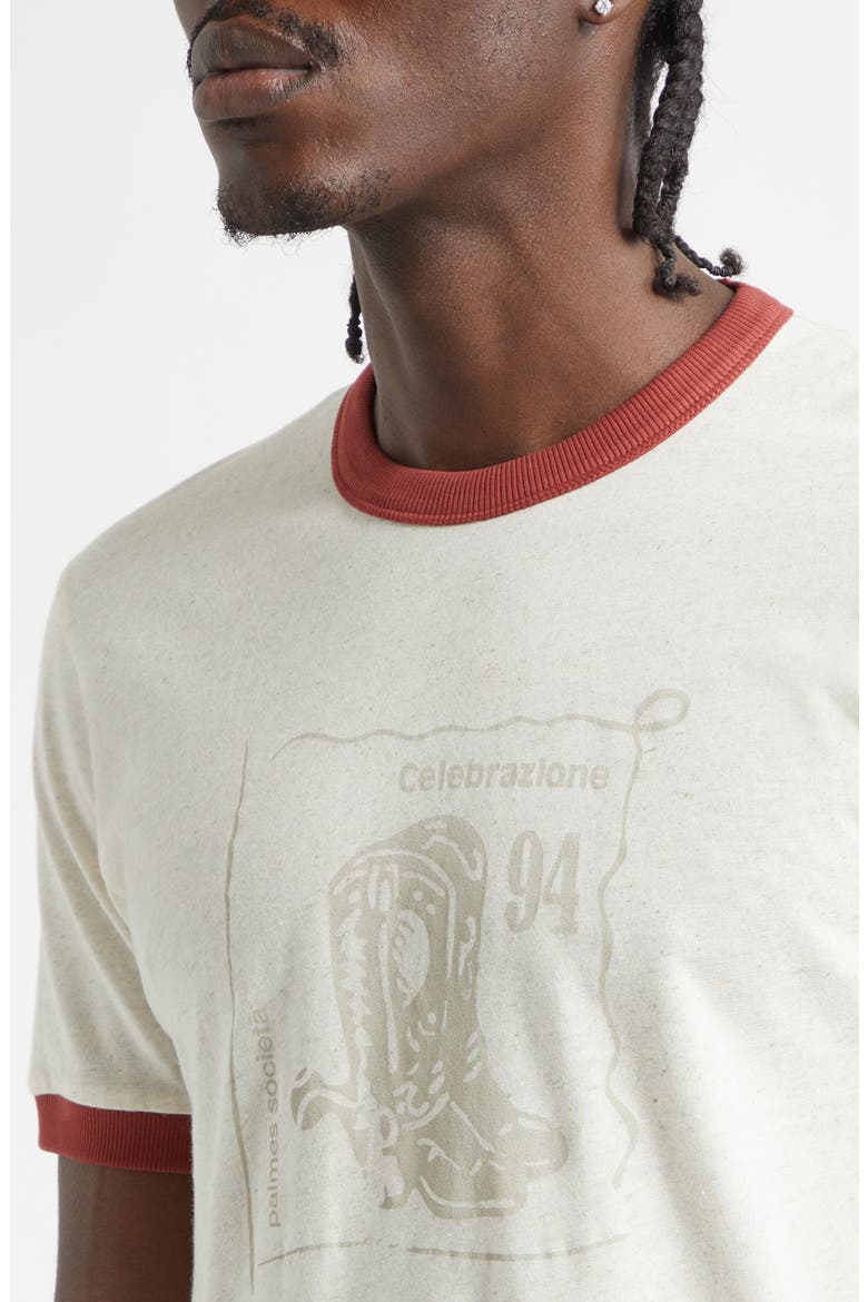 Celebrazione Cotton & Linen Ringer T-Shirt, Alternate, color, BROKEN WHITE