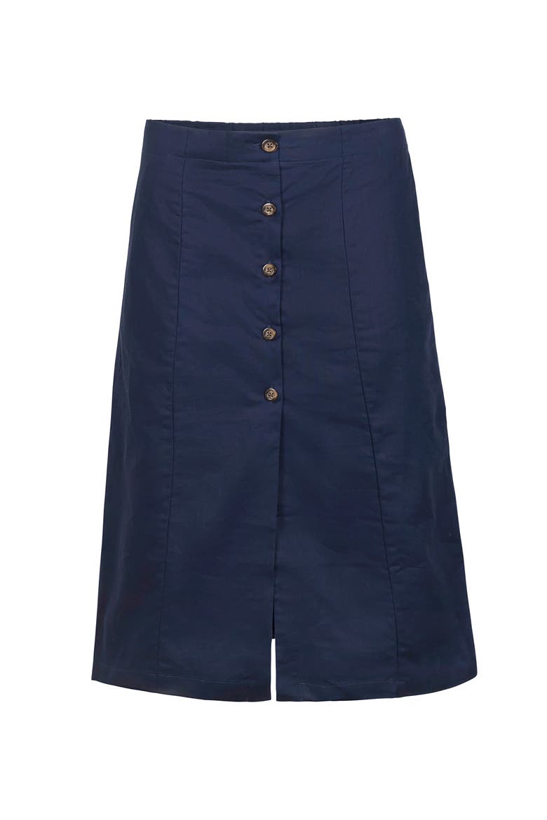 Linen Button Front Skirt, Alternate, color, Navy Linen
