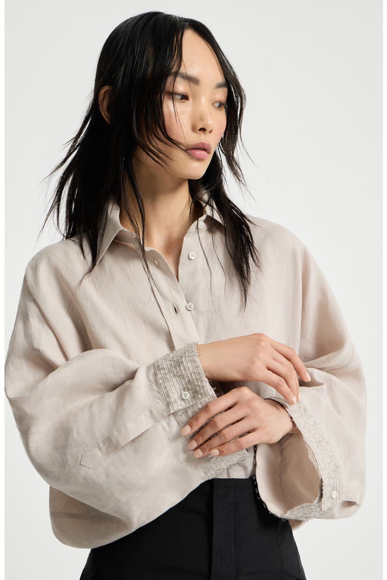 Dazzling cascade cuffs shirt, Alternate, color, Beige