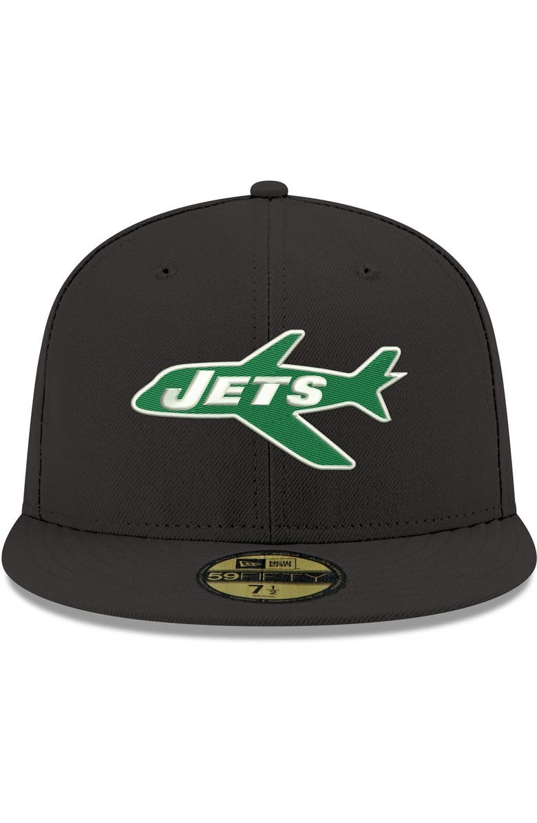 New Era Men's New Era Black New York Jets Omaha Throwback 59FIFTY Fitted Hat, Alternate, color, Black