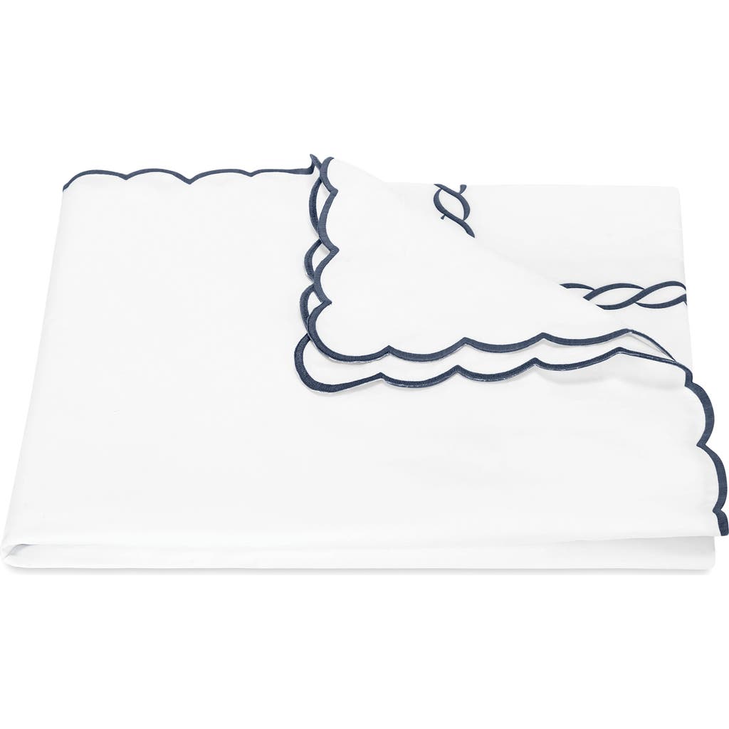 Matouk Classic Chain Scallop Duvet Cover In Navy