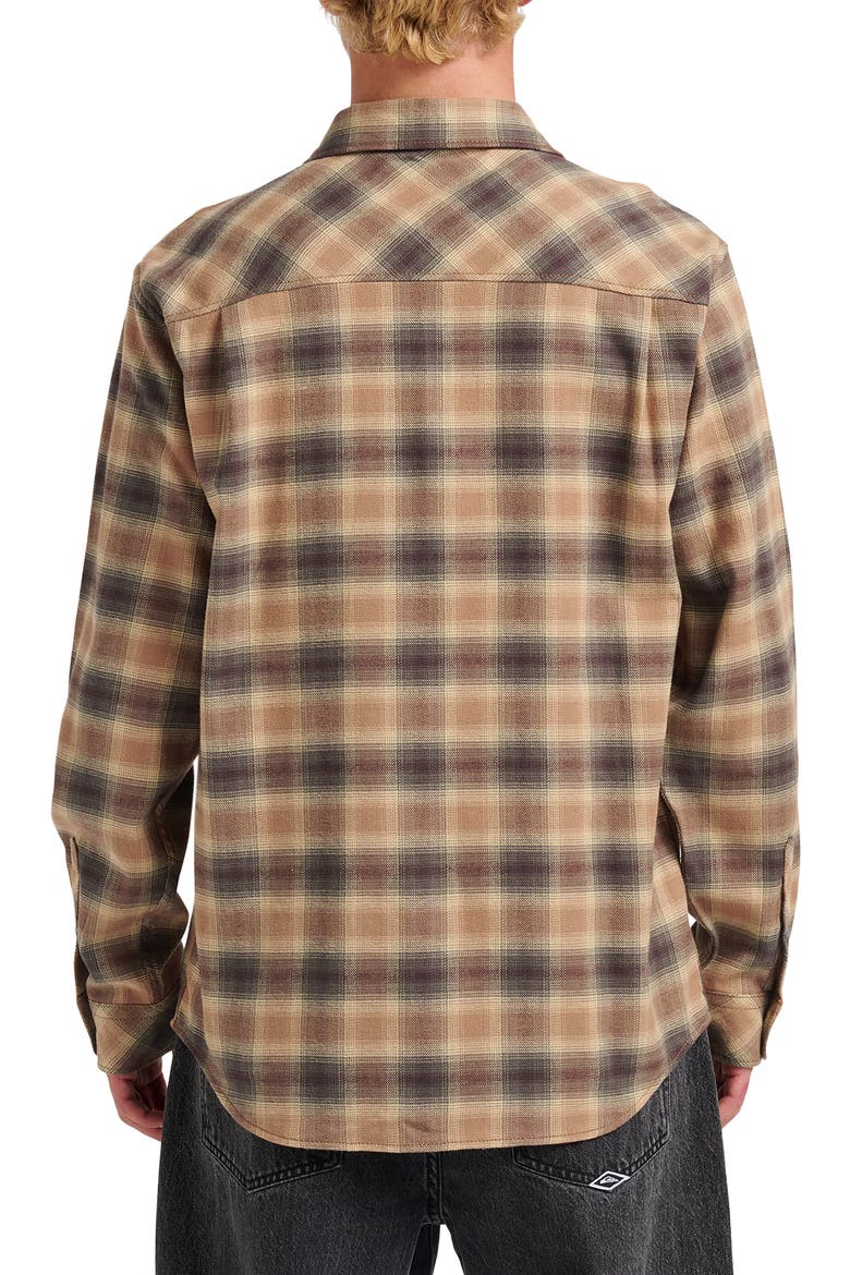 Terrace Ombre Check Stretch Flannel Button-Up Shirt, Alternate, color, ALMOND