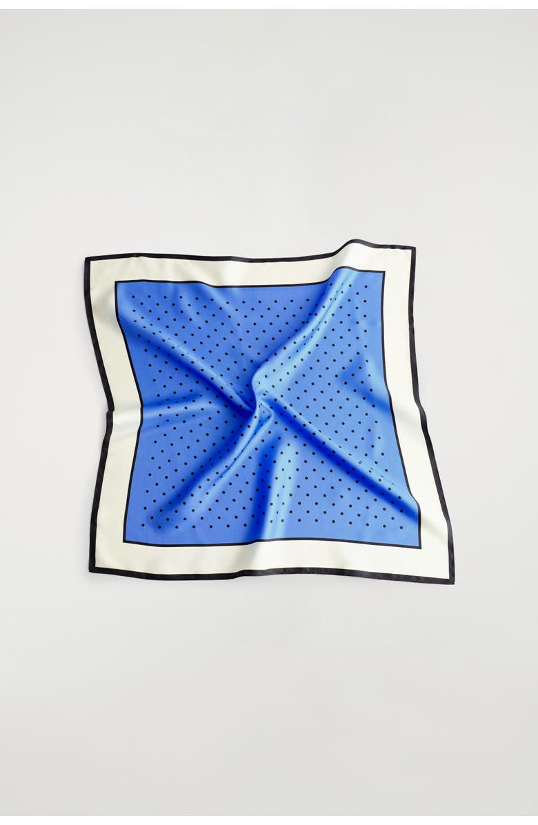 COS Polka-Dot Silk Scarf, Alternate, color, Blue / Cream / Polka Dot