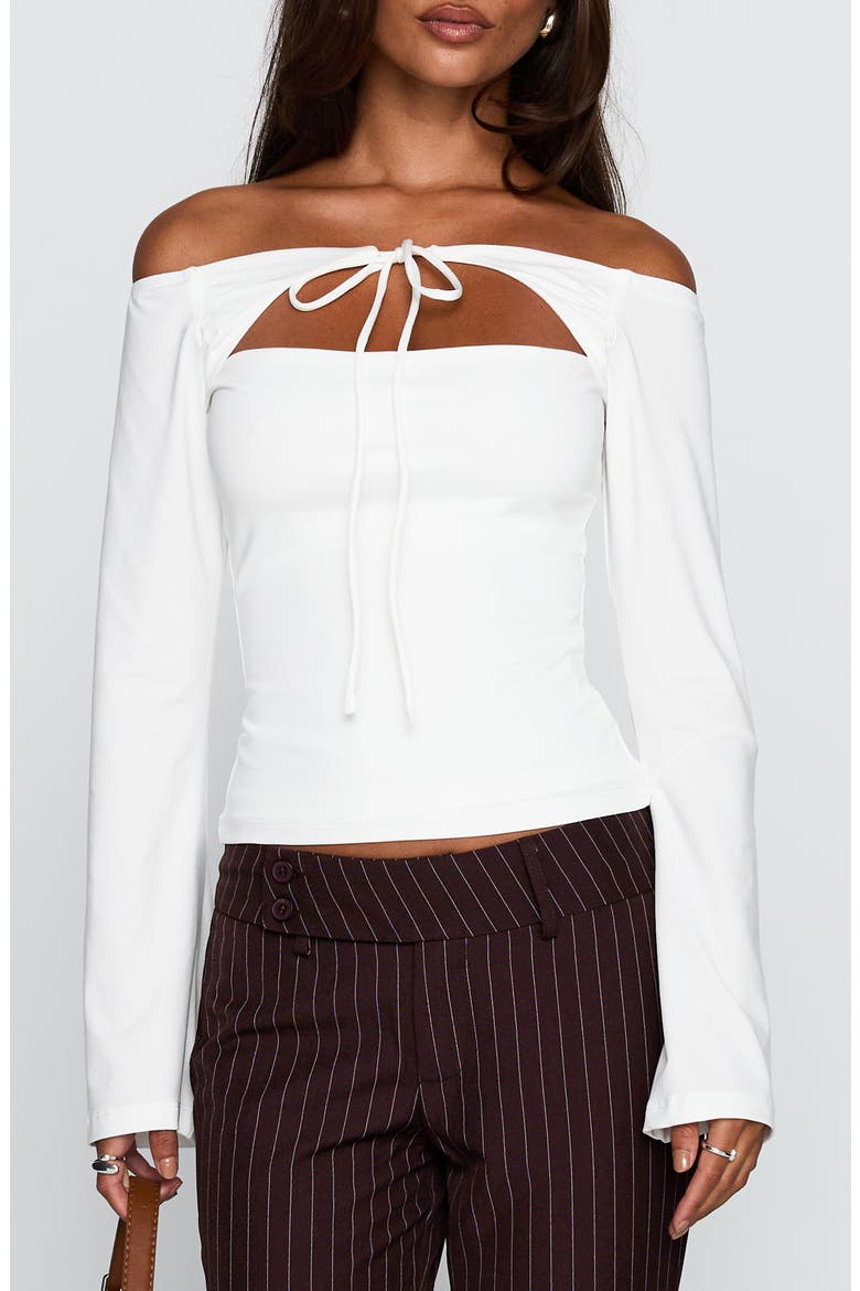 Nevah Off the Shoulder Cutout Top, Main, color, WHITE