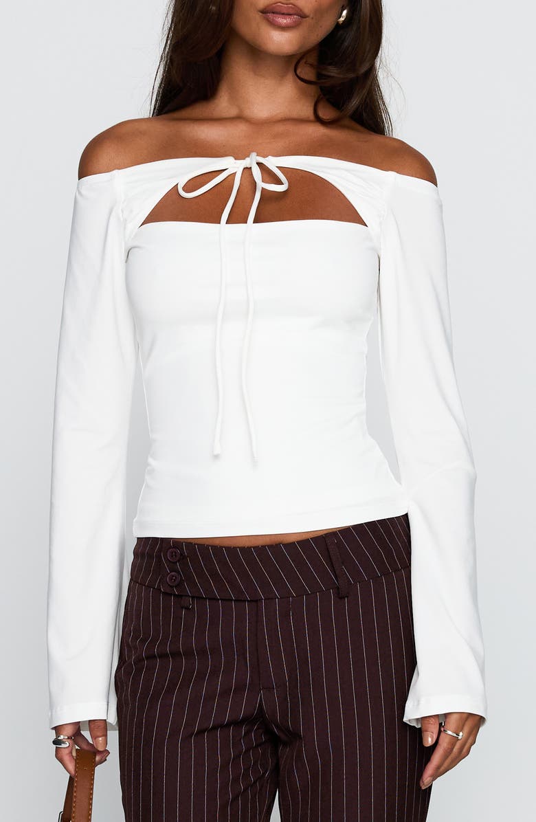 Princess Polly Nevah Off the Shoulder Cutout Top, Main, color, White