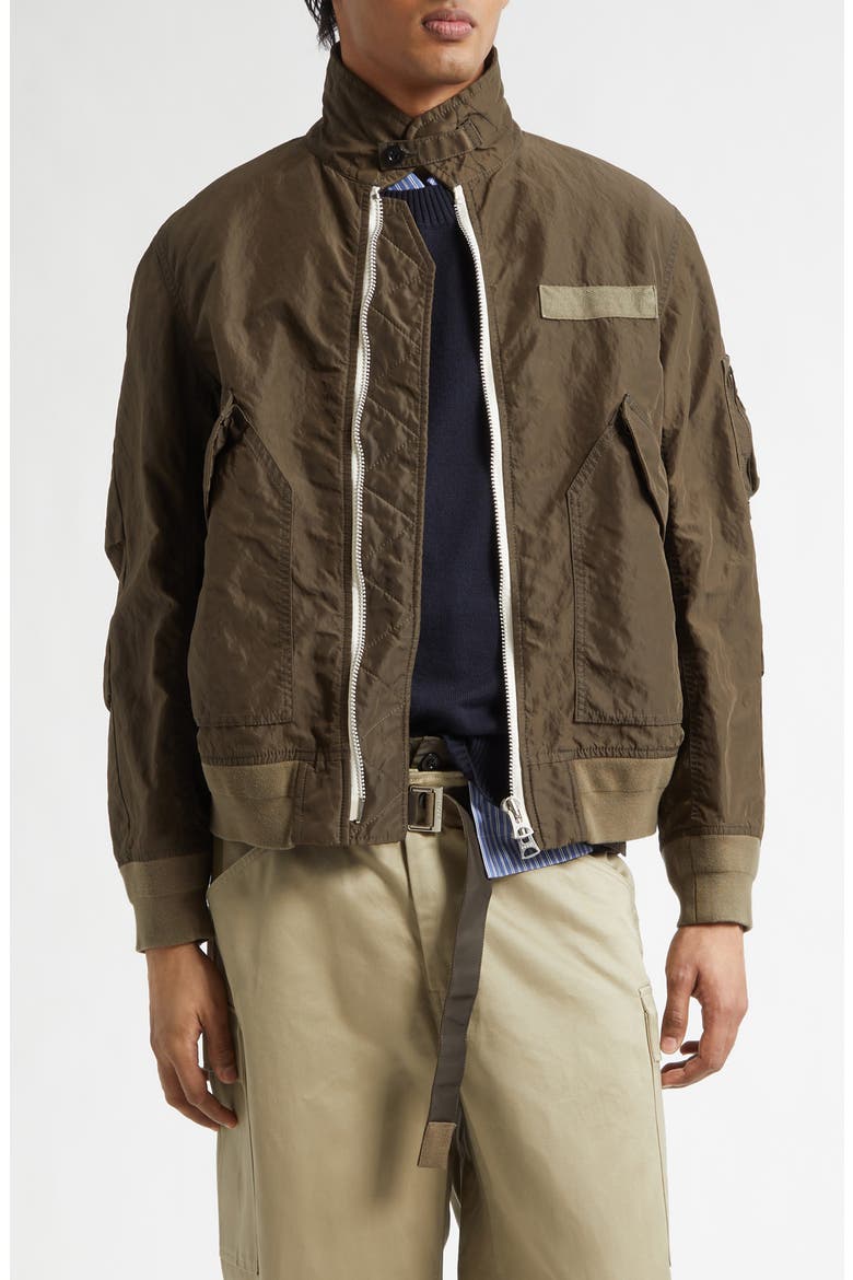 Treated Nylon Twill Jacket, Main, color, DARK KHAKI