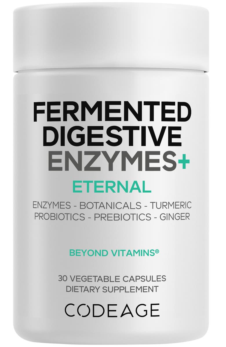 Codeage Fermented Digestive Enzymes, Probiotics, Prebiotics, Fermented Organic Botanicals, Main, color, White