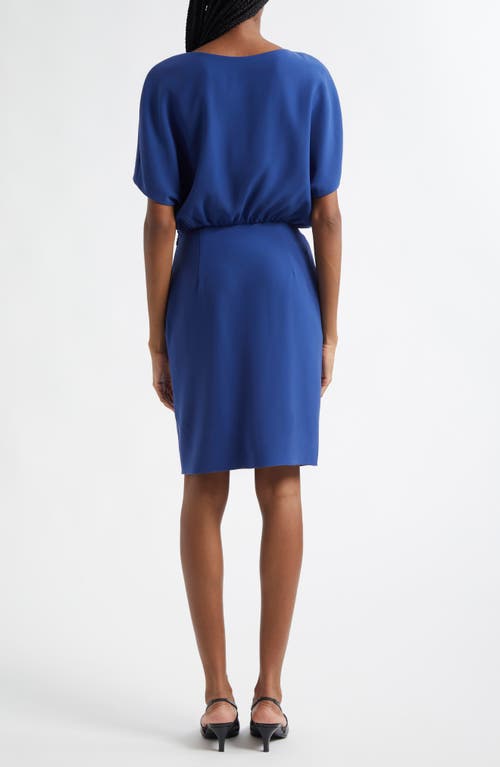 Emporio Armani Cape-sleeve Cady Dress In Cobalt Blue