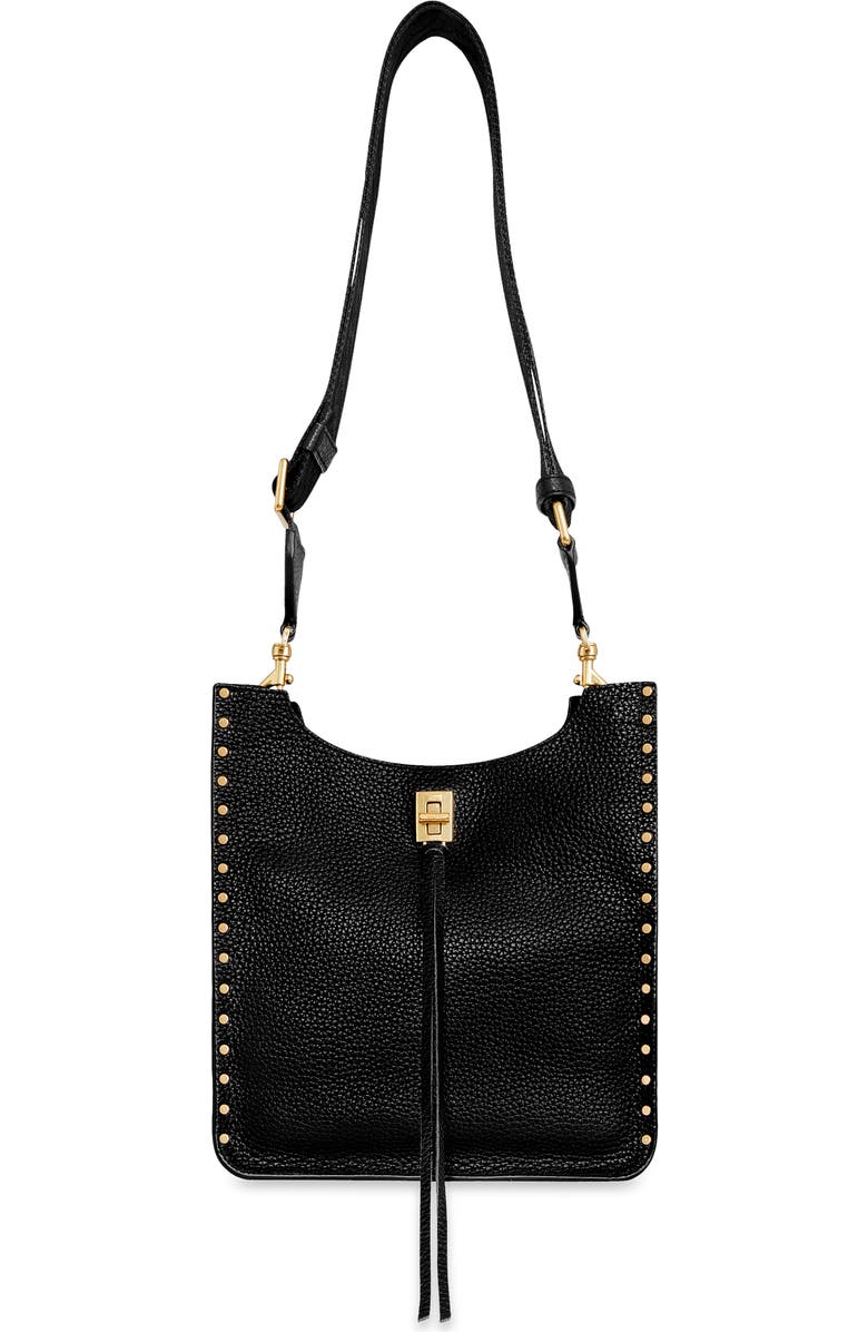 Rebecca Minkoff Medium Darren North/South Leather Shoulder Bag, Main, color, Black