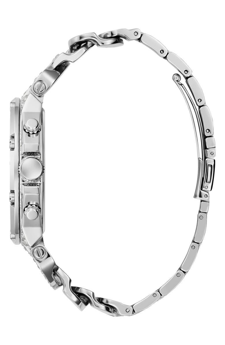 GUESS Multifunction Crystal Skeleton Curb Chain Bracelet Watch, 46mm, Alternate, color, 