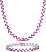 DELMAR Lab Grown Pink Sapphire Bracelet & Necklace Set