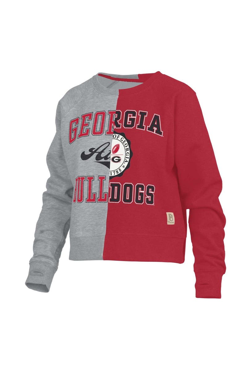 PRESSBOX Women's Pressbox Heather Gray Georgia Bulldogs Half and Half Raglan Pullover Sweatshirt, Alternate, color, Heather Gray