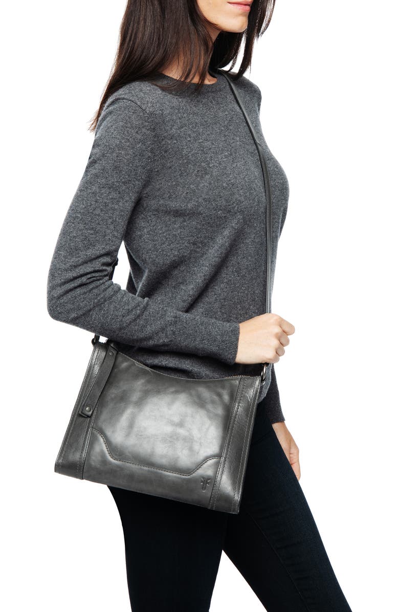 Frye Melissa Leather Crossbody Bag, Alternate, color, Carbon