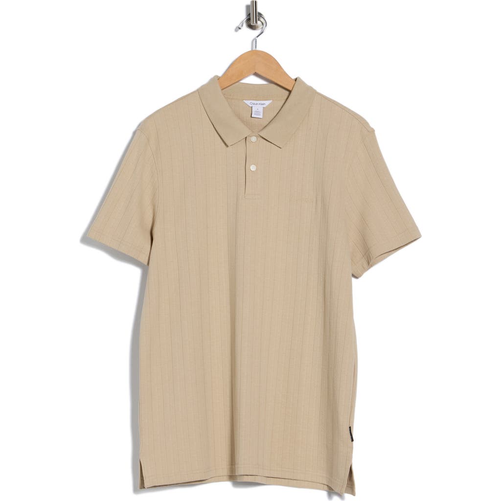 Calvin Klein Textured Knit Polo In Neutral