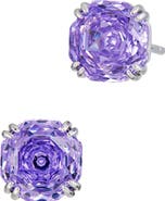 SAVVY CIE JEWELS Floral Faceted Octagonal Cubic Zirconia Stud Earrings