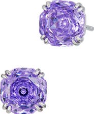 SAVVY CIE JEWELS Floral Faceted Octagonal Cubic Zirconia Stud Earrings