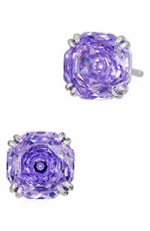SAVVY CIE JEWELS Floral Faceted Octagonal Cubic Zirconia Stud Earrings