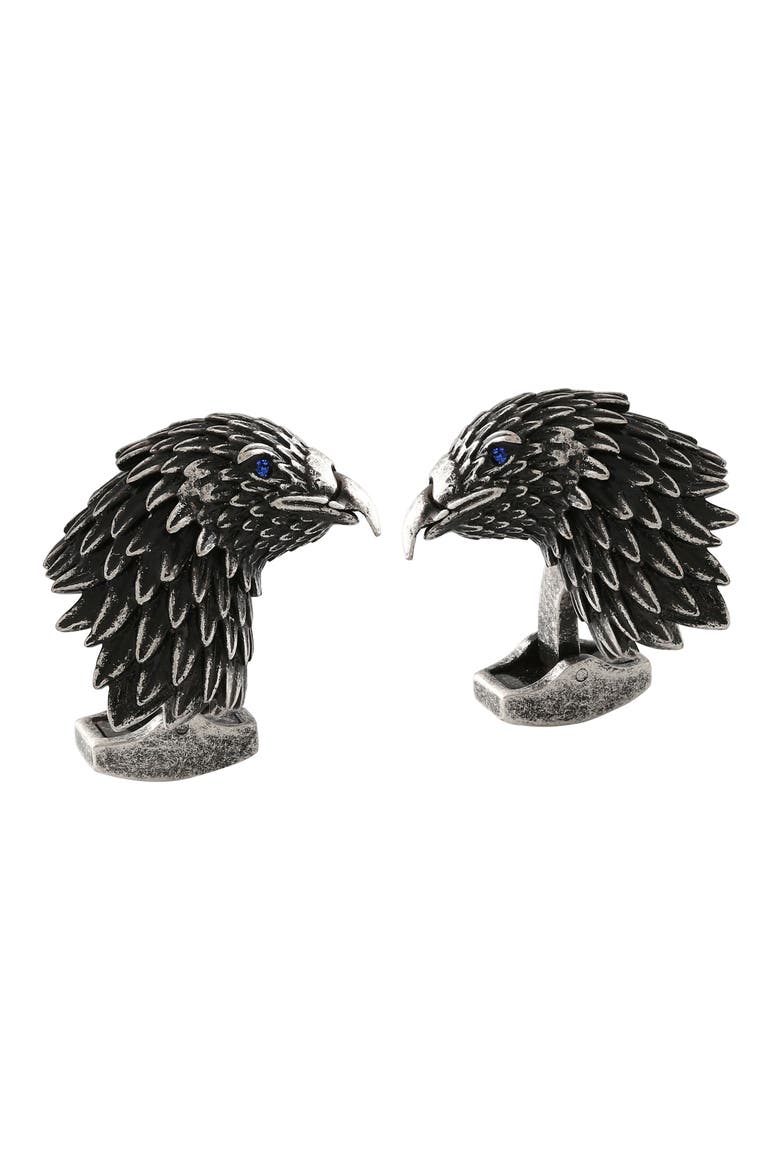 Mechanical Eagle Cuff Links, Main, color, BLACK