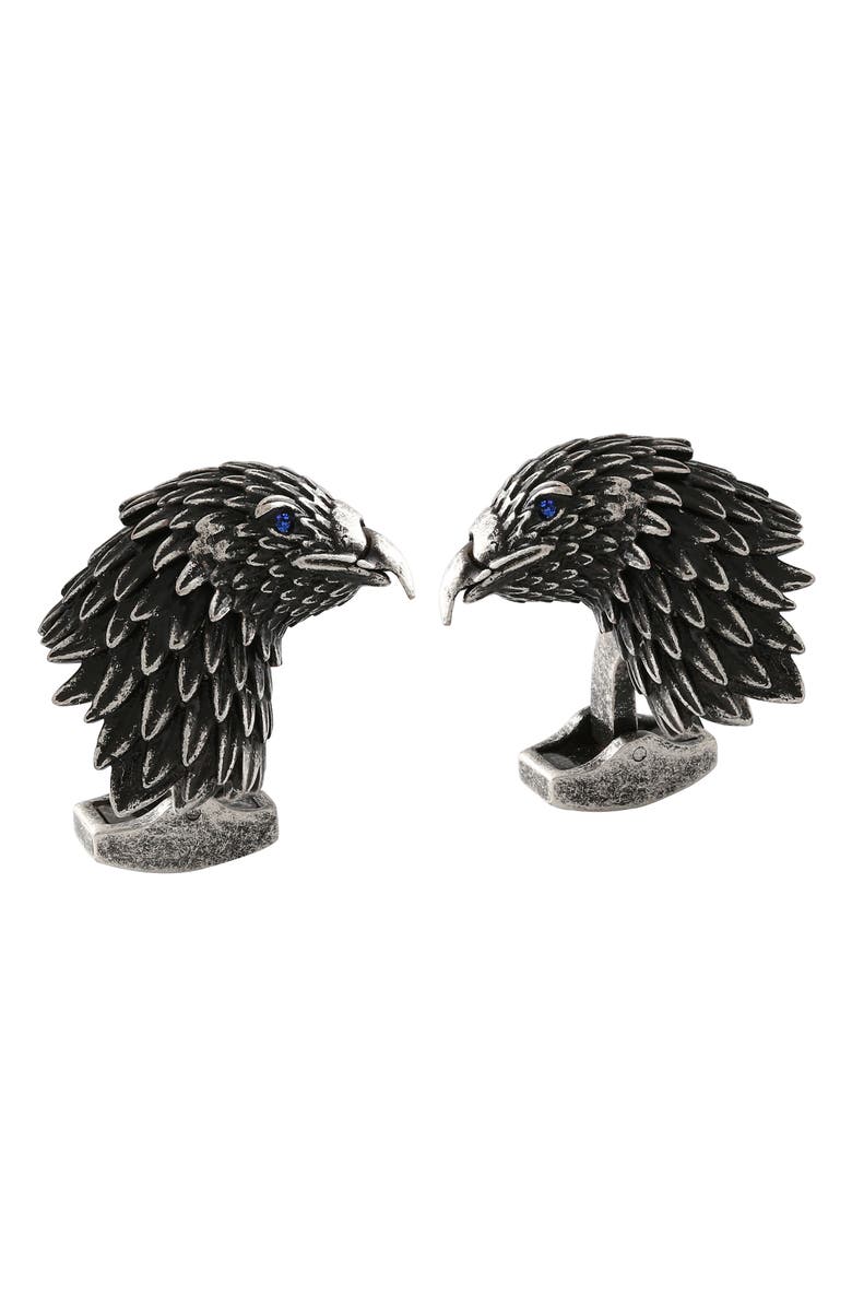 Tateossian Mechanical Eagle Cuff Links, Main, color, Black