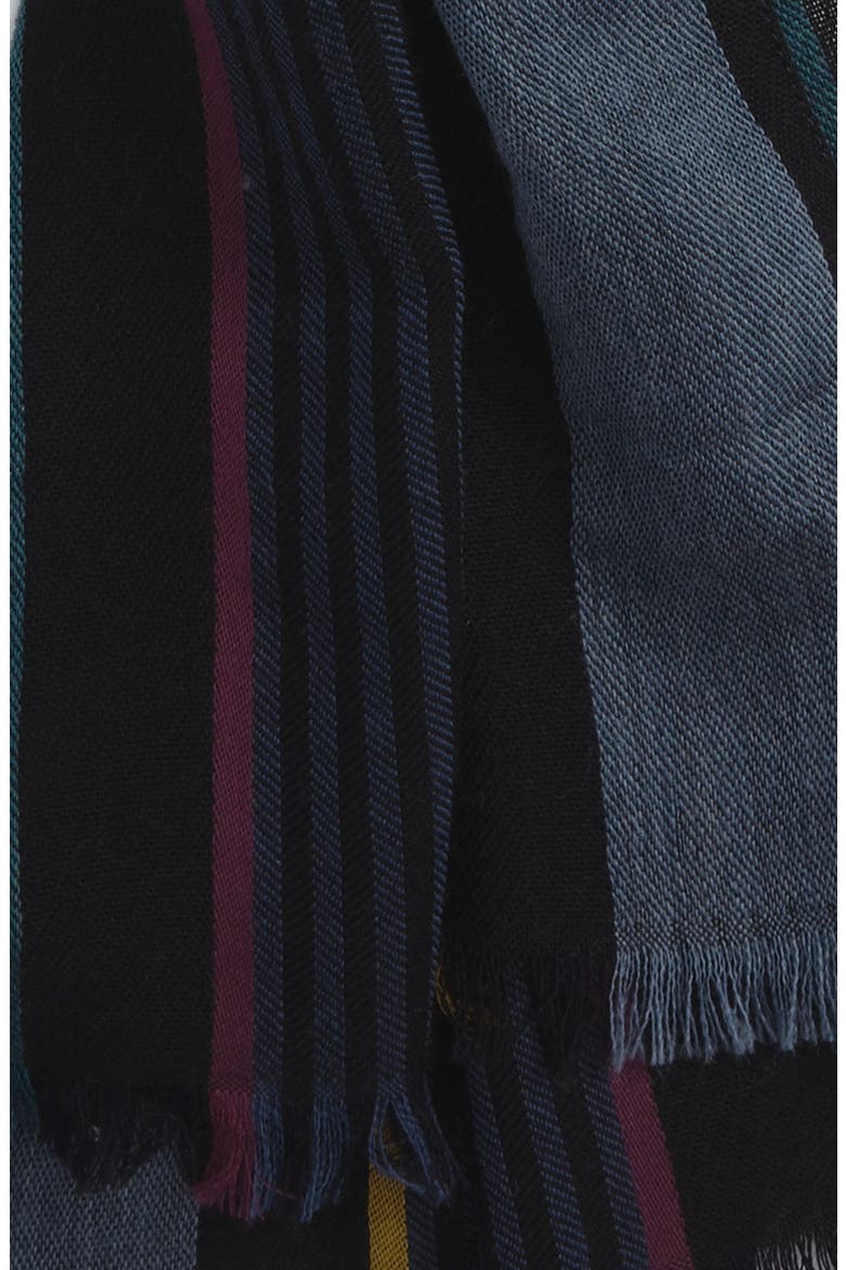 Stripe Wool Blend Scarf, Alternate, color, NAVY