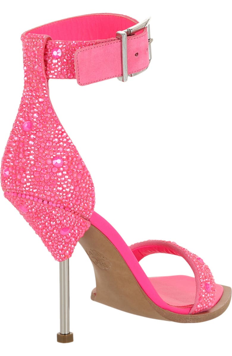 McQueen Crystal Embellished Sandal, Alternate, color, Pink Silver