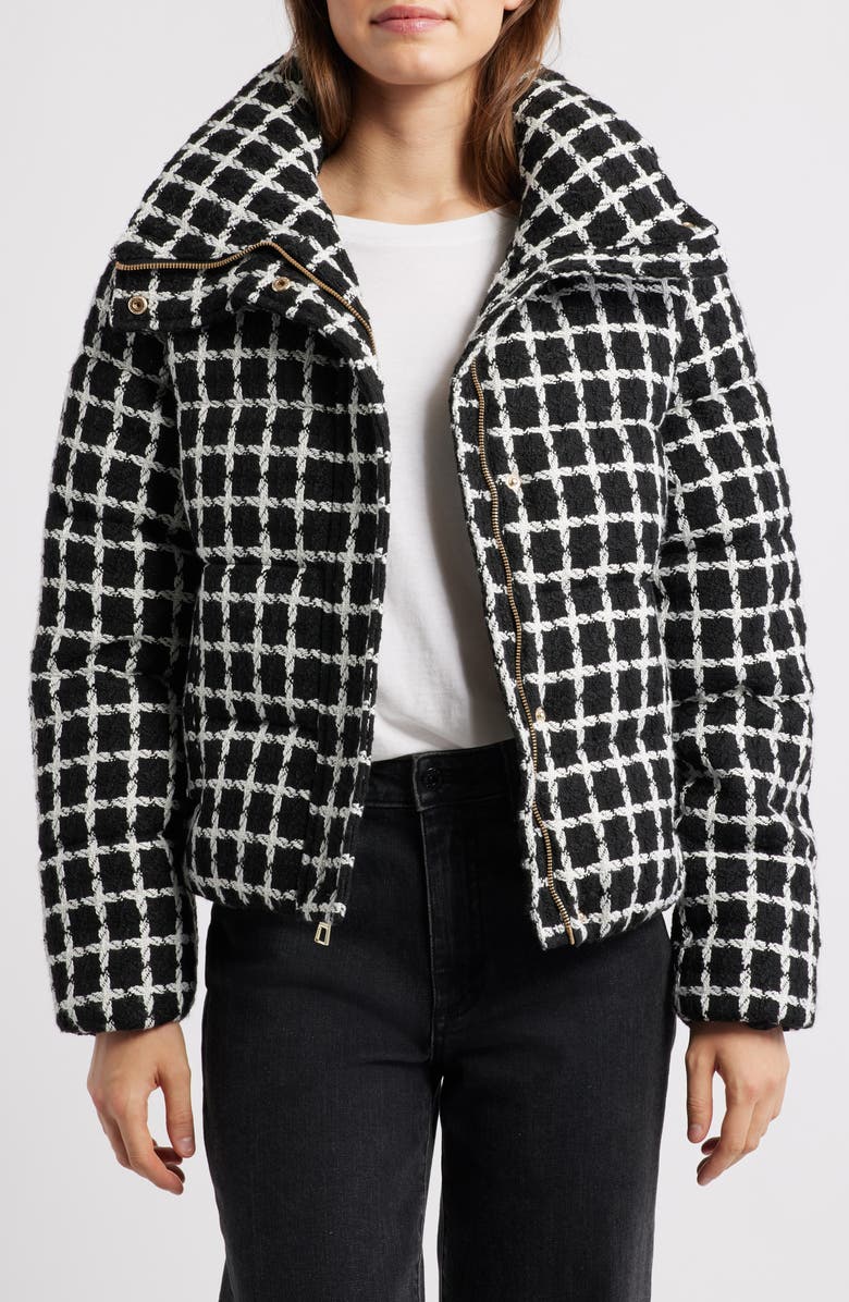 BCBG Tweed Quilted Puffer Jacket, Main, color, 