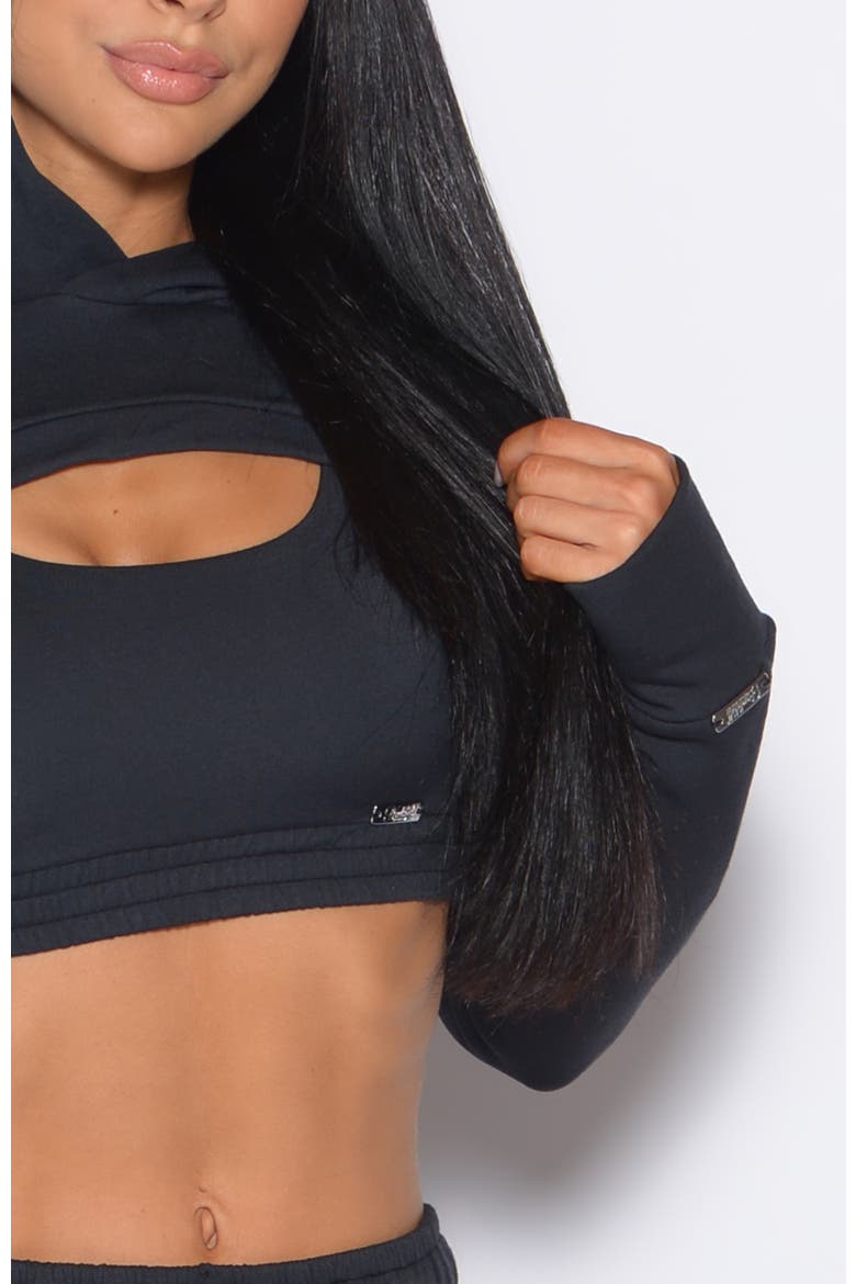 Sweat Bolero Hoodie, Alternate, color, Vintage Black