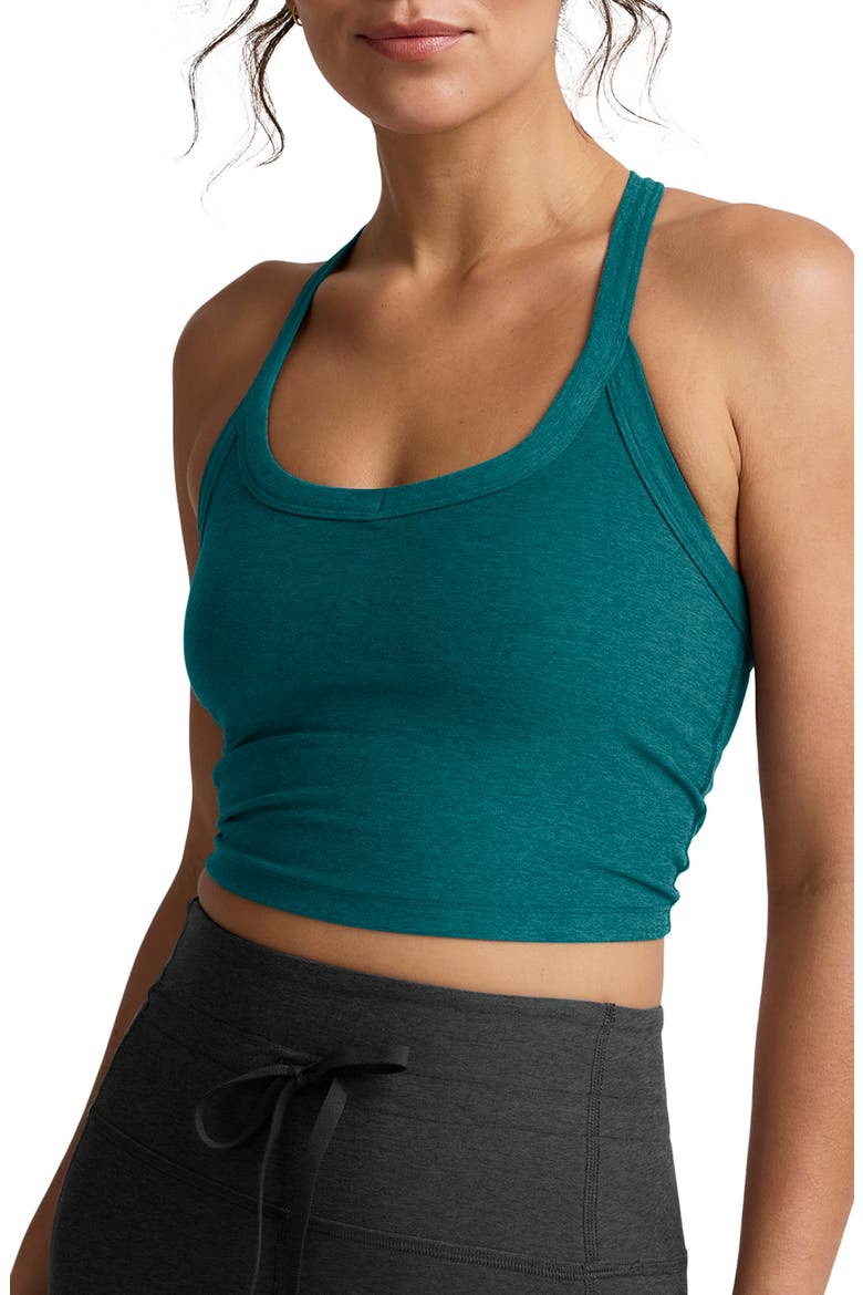 Space Dye On the Up Crop Tank, Main, color, TEAL SEA HEATHER