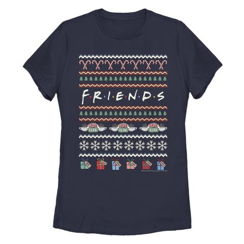 Women's Friends Ugly Christmas Sweater Print Logo  Graphic T-Shirt