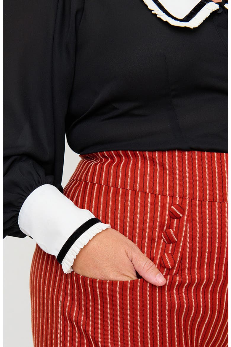 Plus Size 1940s Ginger Wide Leg Pants, Alternate, color, Orange Pinstripe