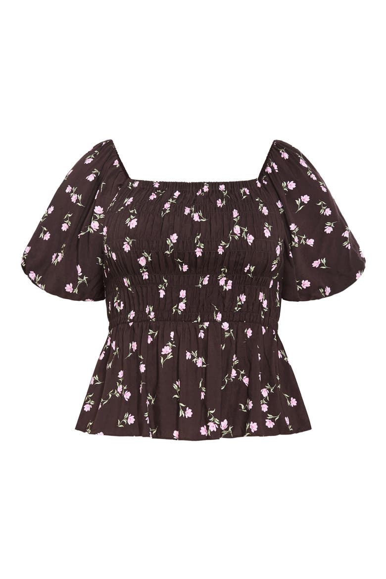 Aire Field Print Peplum Top, Alternate, color, STRAWBERRY FIELDS