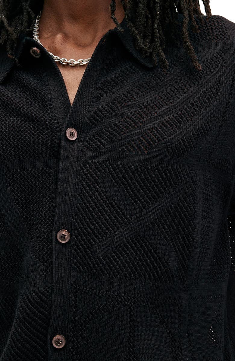 AllSaints Palma Short Sleeve Cardigan, Alternate, color, Black