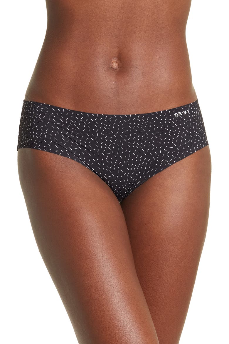 Litewear Cut Anywhere Hipster Panties, Main, color, BLACK TIC TOSS PRINT