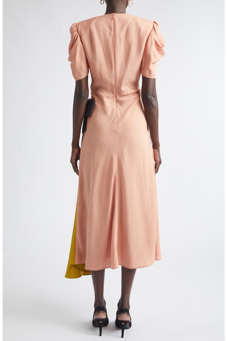 Draped Keyhole Midi Dress, Alternate, color, CORAL