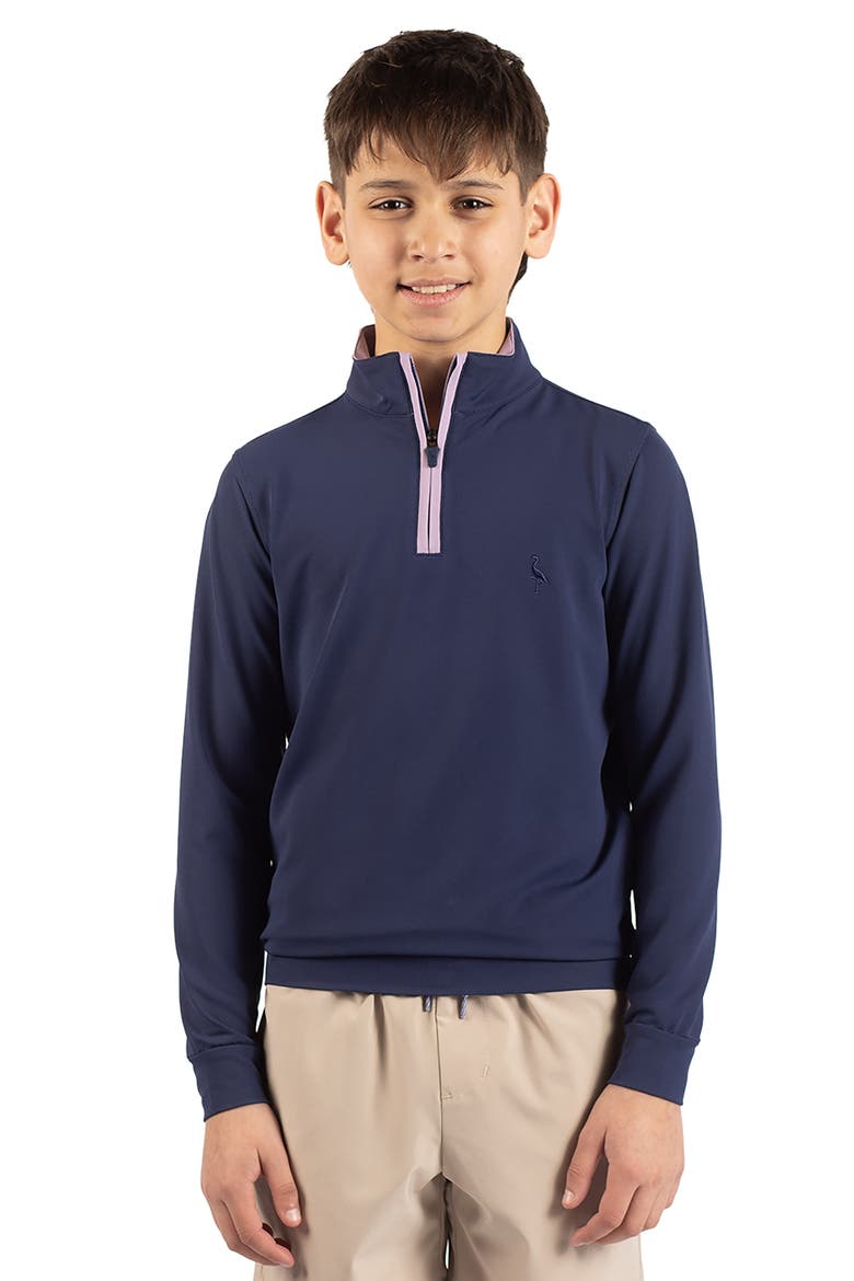 Kids' Micro Grid Textured Pullover, Main, color, NAVY BLUE