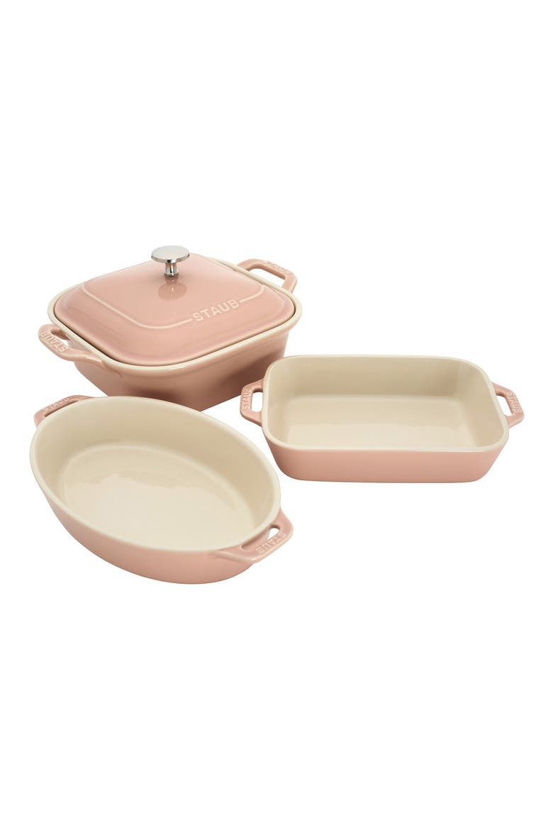 4-Piece Ceramic Baking Dish Set, Main, color, LIGHT PINK