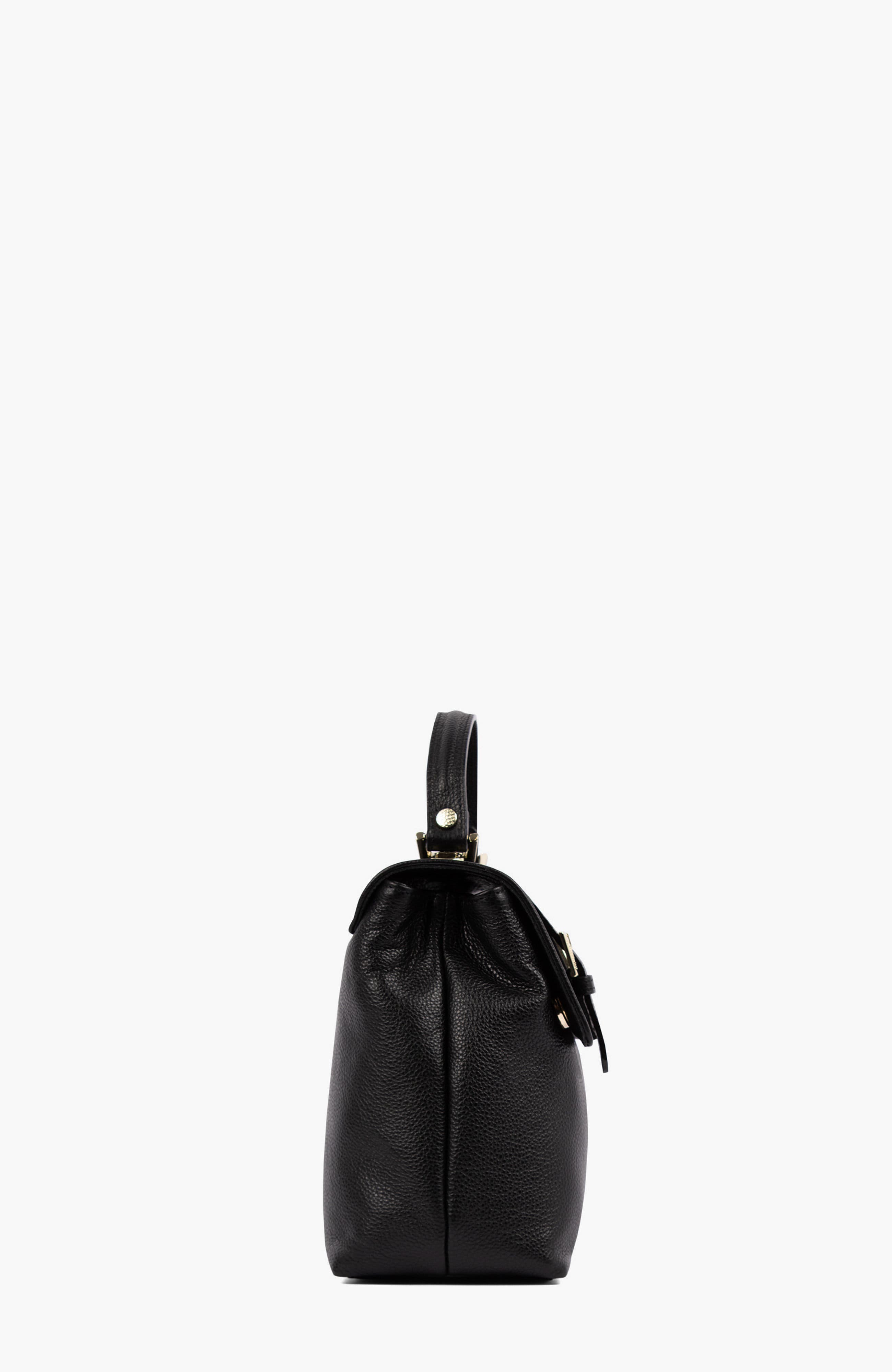 Muse Pebbled Leather Handbag 508, Alternate, color, Black