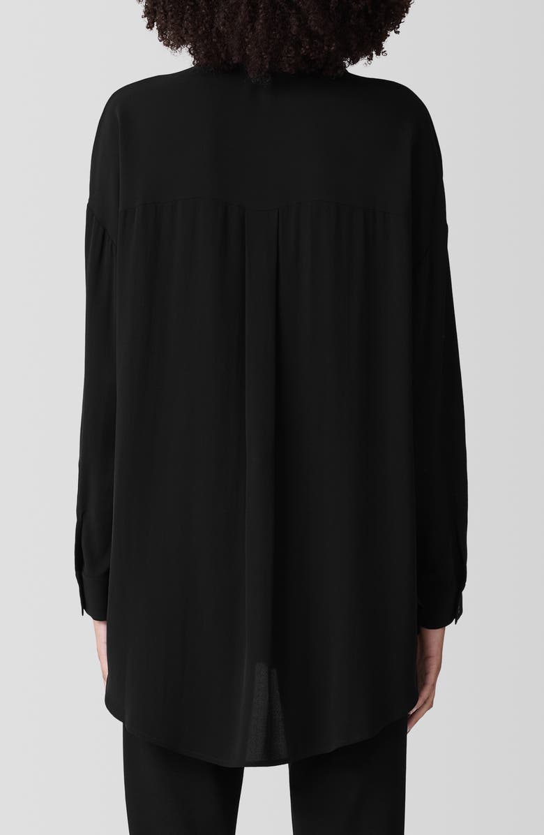 Eileen Fisher Classic Collar Silk Longline Button-Up Shirt, Alternate, color,