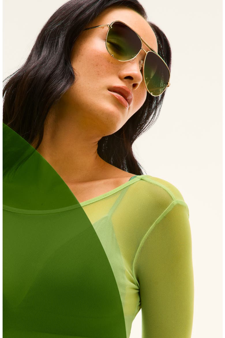 High Key 64mm Oversize Aviator Sunglasses, Alternate, color, GOLD/ PISTACHIO GLOW
