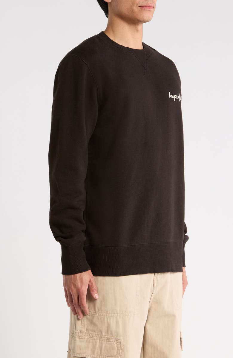 Imperfects Signature Crewneck Cotton Blend Fleece Sweatshirt, Alternate, color, Obsidian