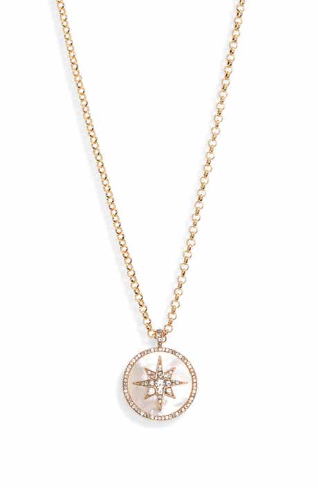 BaubleBar Carina Mother Of Pearl & Crystal Pendant Necklace