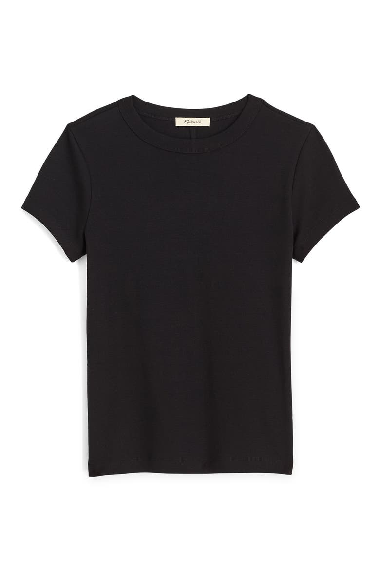 The '90s Crewneck Compact Cotton T-Shirt, Alternate, color, JET BLACK